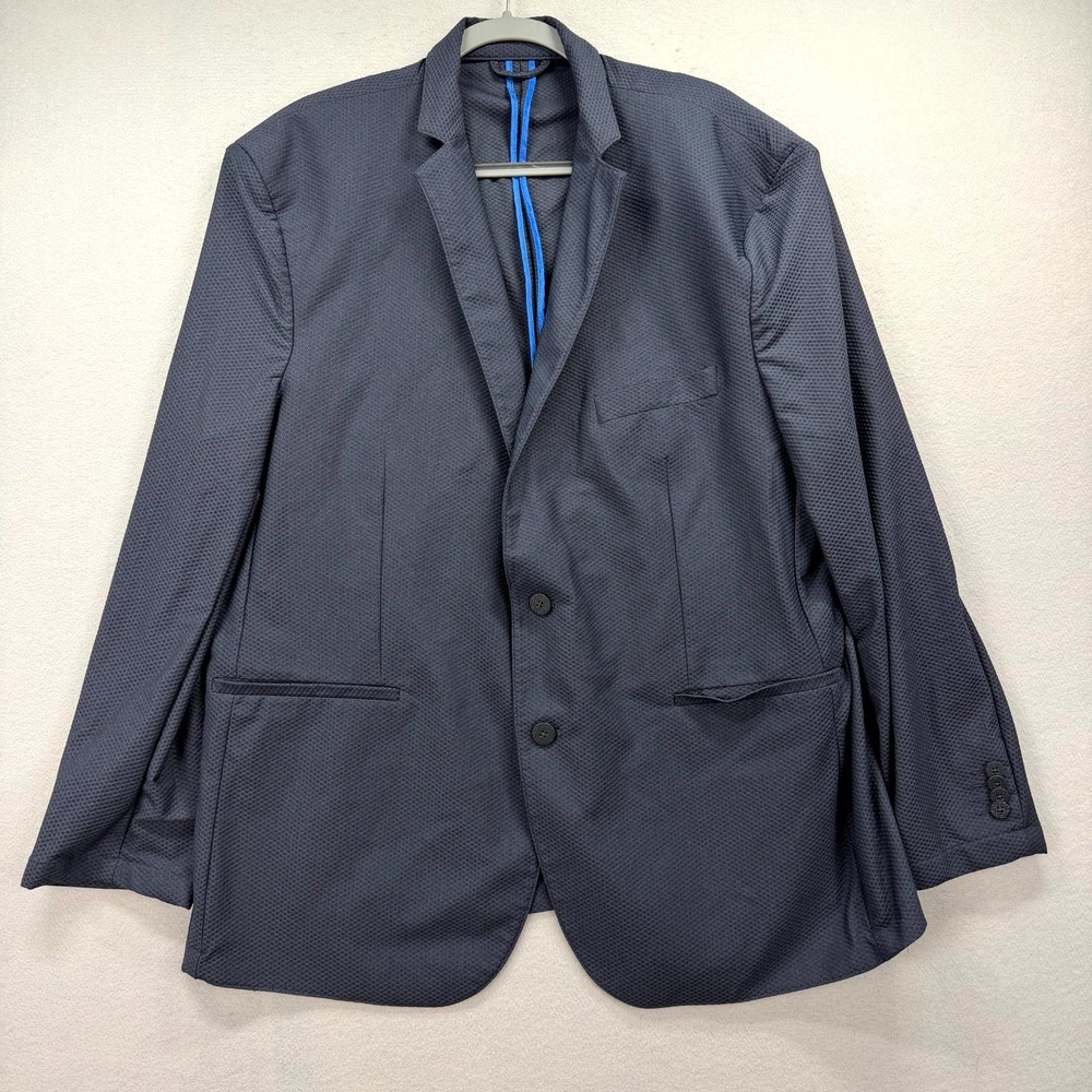 Twillory 2 Piece Suit Jacket Pants Mens 50R 38x30 Navy Textured Performance Flex - Picture 3 of 16